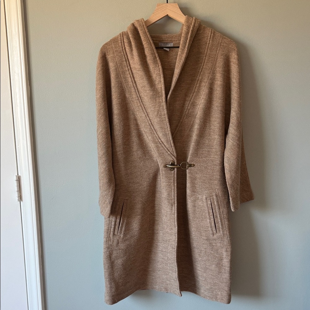 Long Hooded Wool Cardigan - Size M